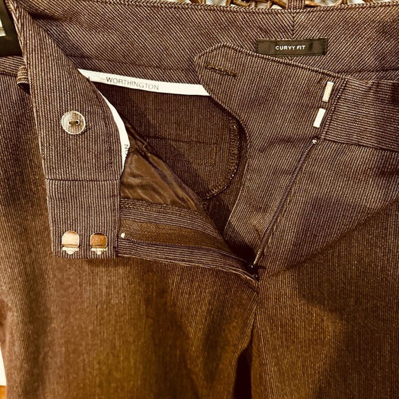 Worthington Brown Curvy Fit Trousers Size 12 Career Pants - Picture 5 of 8